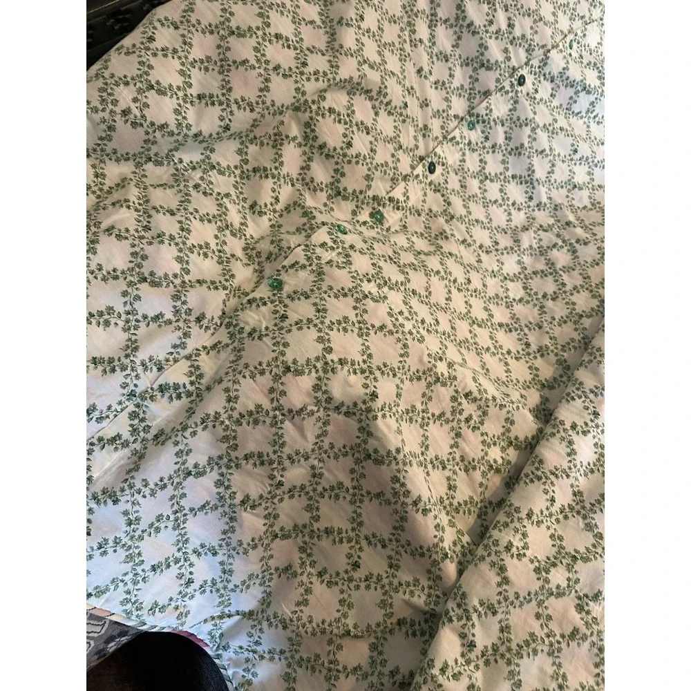 VTG Beautiful Duvet Handmade Green Vines On 1 Side/Stripes On The Other 84x84